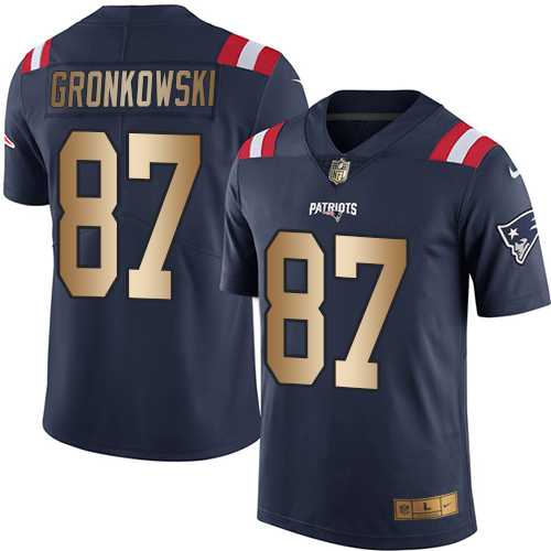Nike New England Patriots #87 Rob Gronkowski Navy Blue Men's Stitched NFL Limited Gold Rush Jersey