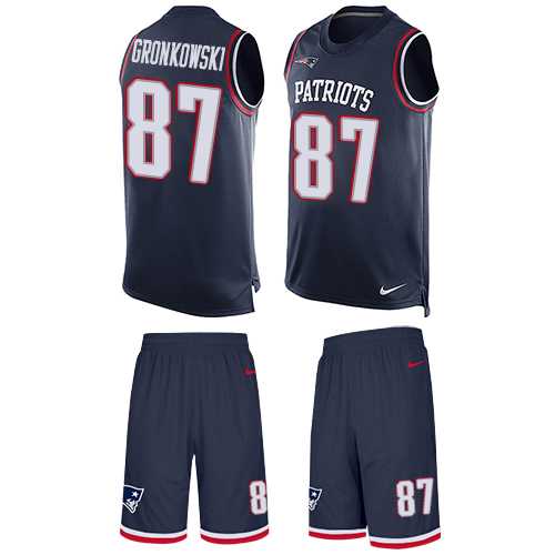 Nike New England Patriots #87 Rob Gronkowski Navy Blue Team Color Men's Stitched NFL Limited Tank Top Suit Jersey