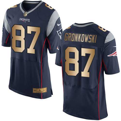 Nike New England Patriots #87 Rob Gronkowski Navy Blue Team Color Men's Stitched NFL New Elite Gold Jersey