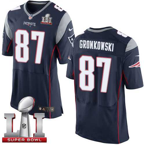 Nike New England Patriots #87 Rob Gronkowski Navy Blue Team Color Super Bowl LI 51 Men's Stitched NFL New Elite Jersey