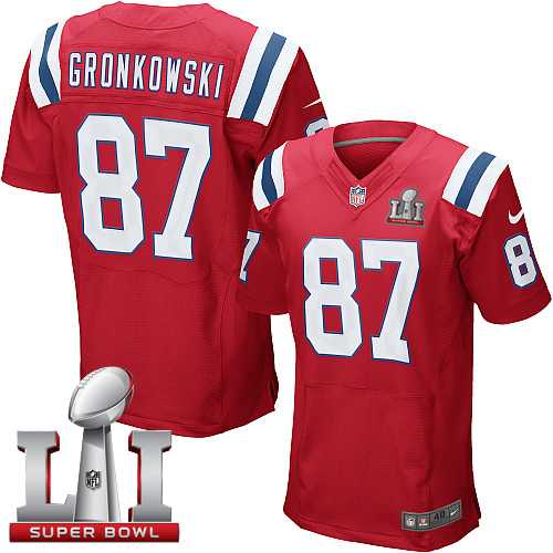 Nike New England Patriots #87 Rob Gronkowski Red Alternate Super Bowl LI 51 Men's Stitched NFL Elite Jersey