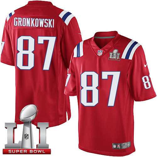 Nike New England Patriots #87 Rob Gronkowski Red Alternate Super Bowl LI 51 Men's Stitched NFL Limited Jersey