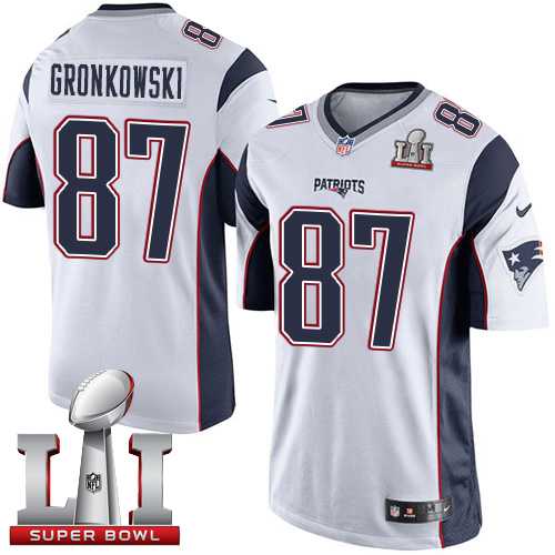 Nike New England Patriots #87 Rob Gronkowski White Super Bowl LI 51 Men's Stitched NFL Limited Jersey