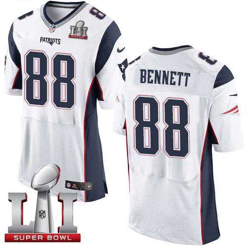 Nike New England Patriots #88 Martellus Bennett White Super Bowl LI 51 Men's Stitched NFL Elite Jersey