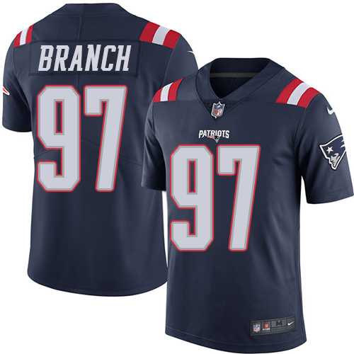 Nike New England Patriots #97 Alan Branch Navy Blue Men's Stitched NFL Limited Rush Jersey