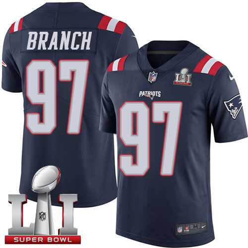 Nike New England Patriots #97 Alan Branch Navy Blue Super Bowl LI 51 Men's Stitched NFL Limited Rush Jersey