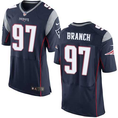 Nike New England Patriots #97 Alan Branch Navy Blue Team Color Men's Stitched NFL Elite Jersey