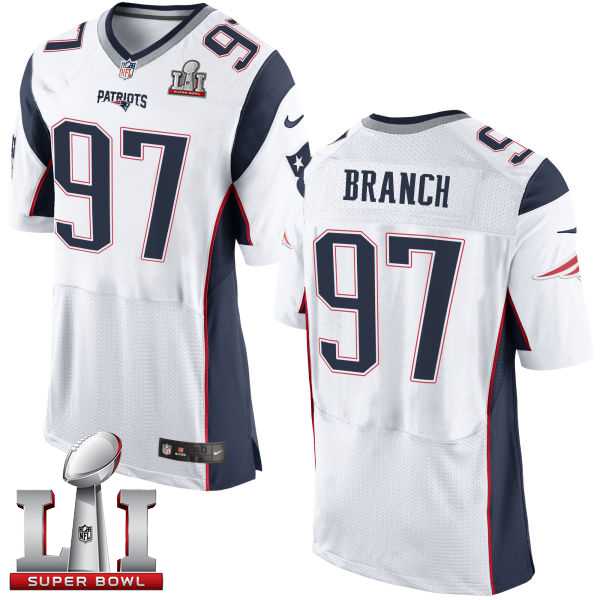 Nike New England Patriots #97 Alan Branch White Super Bowl LI 51 Men's Stitched NFL Elite Jersey