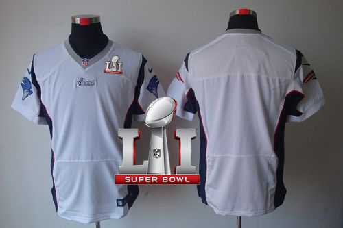 Nike New England Patriots Blank White Super Bowl LI 51 Men's Stitched NFL Elite Jersey