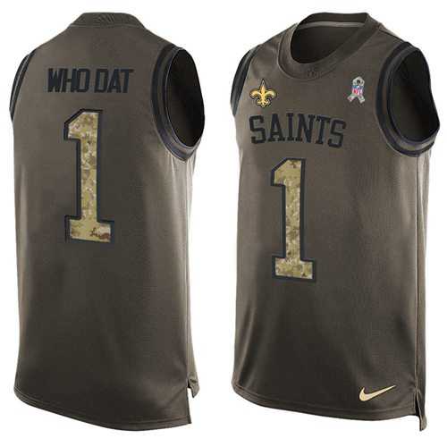 Nike New Orleans Saints #1 Who Dat Green Men's Stitched NFL Limited Salute To Service Tank Top Jersey