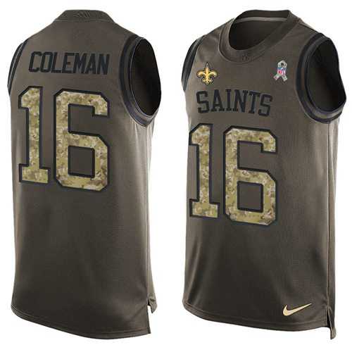 Nike New Orleans Saints #16 Brandon Coleman Green Men's Stitched NFL Limited Salute To Service Tank Top Jersey