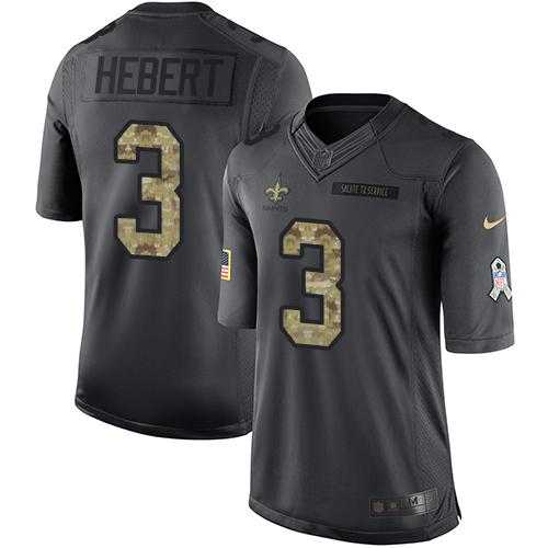 Nike New Orleans Saints #3 Bobby Hebert Black Men's Stitched NFL Limited 2016 Salute To Service Jersey