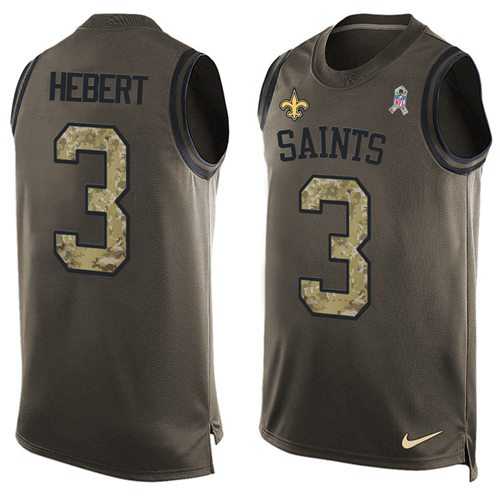 Nike New Orleans Saints #3 Bobby Hebert Green Men's Stitched NFL Limited Salute To Service Tank Top Jersey