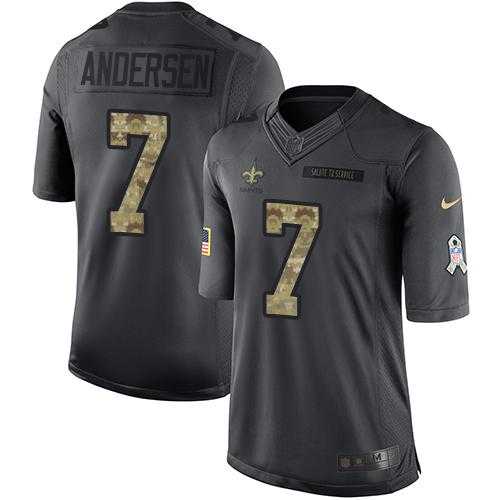 Nike New Orleans Saints #7 Morten Andersen Black Men's Stitched NFL Limited 2016 Salute To Service Jersey