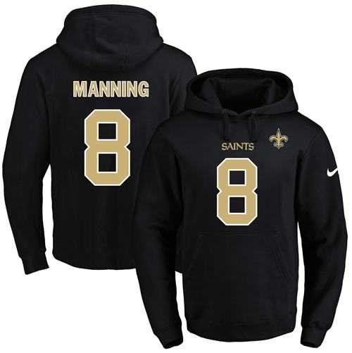 Nike New Orleans Saints #8 Archie Manning Black Name & Number Pullover NFL Hoodie