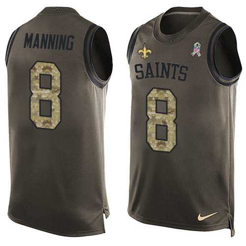 Nike New Orleans Saints #8 Archie Manning Green Men's Stitched NFL Limited Salute To Service Tank Top Jersey