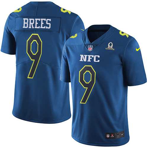 Nike New Orleans Saints #9 Drew Brees Navy Men's Stitched NFL Limited NFC 2017 Pro Bowl Jersey