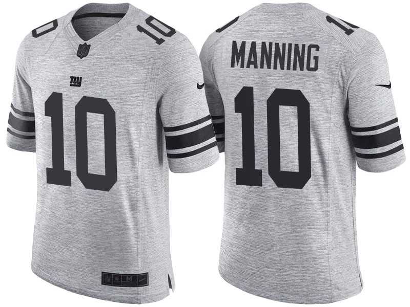 Nike New York Giants #10 Eli Manning 2016 Gridiron Gray II Men's NFL Limited Jersey