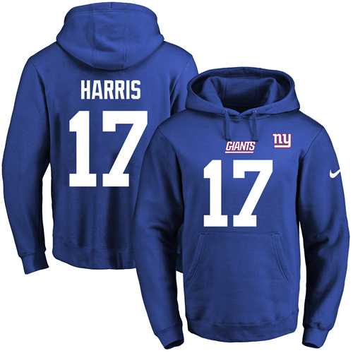 Nike New York Giants #17 Dwayne Harris Royal Blue Name & Number Pullover NFL Hoodie