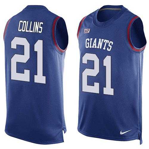 Nike New York Giants #21 Landon Collins Royal Blue Team Color Men's Stitched NFL Limited Tank Top Jersey