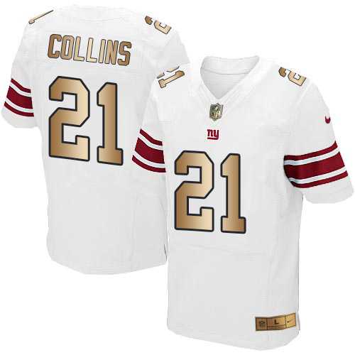 Nike New York Giants #21 Landon Collins White Men's Stitched NFL Elite Gold Jersey