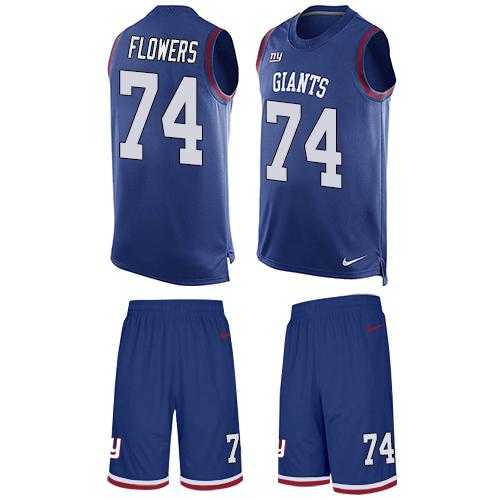 Nike New York Giants #74 Ereck Flowers Royal Blue Team Color Men's Stitched NFL Limited Tank Top Suit Jersey