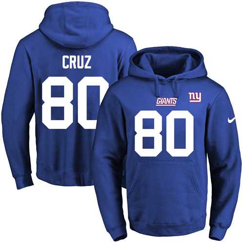 Nike New York Giants #80 Victor Cruz Royal Blue Name & Number Pullover NFL Hoodie