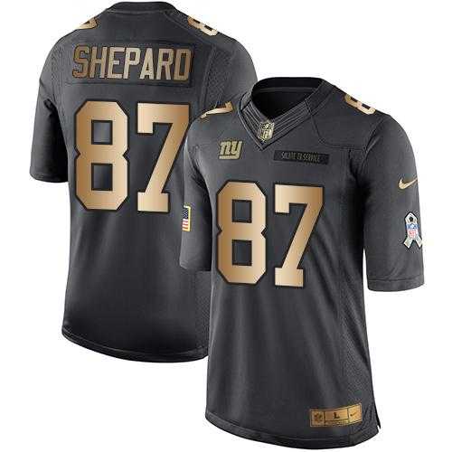 Nike New York Giants #87 Sterling Shepard Anthracite Men's Stitched NFL Limited Gold Salute To Service Jersey