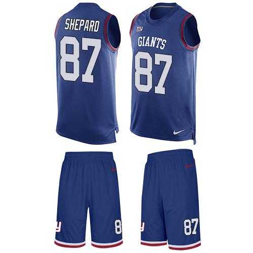 Nike New York Giants #87 Sterling Shepard Royal Blue Team Color Men's Stitched NFL Limited Tank Top Suit Jersey