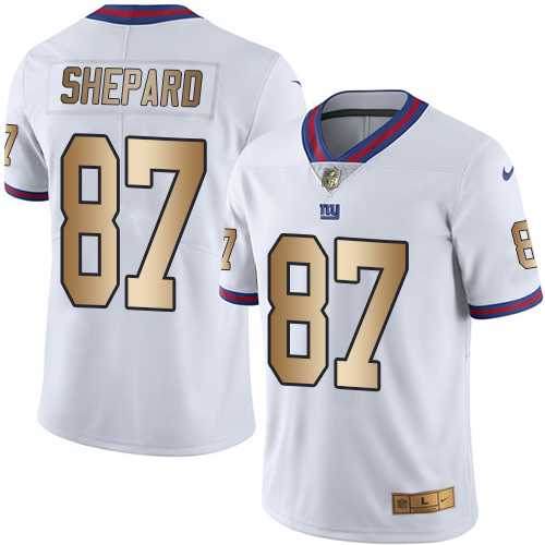 Nike New York Giants #87 Sterling Shepard White Men's Stitched NFL Limited Gold Rush Jersey
