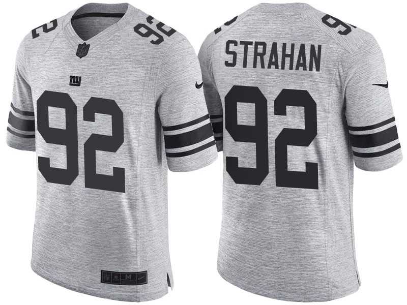 Nike New York Giants #92 Michael Strahan 2016 Gridiron Gray II Men's NFL Limited Jersey
