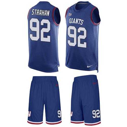 Nike New York Giants #92 Michael Strahan Royal Blue Team Color Men's Stitched NFL Limited Tank Top Suit Jersey