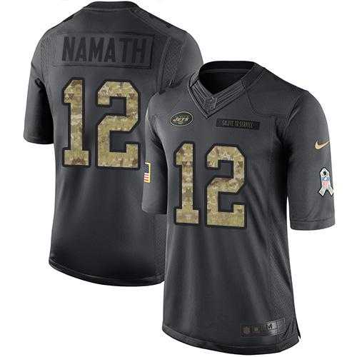 Nike New York Jets #12 Joe Namath Black Men's Stitched NFL Limited 2016 Salute to Service Jersey