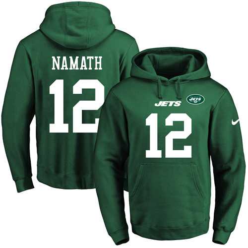 Nike New York Jets #12 Joe Namath Green Name & Number Pullover NFL Hoodie
