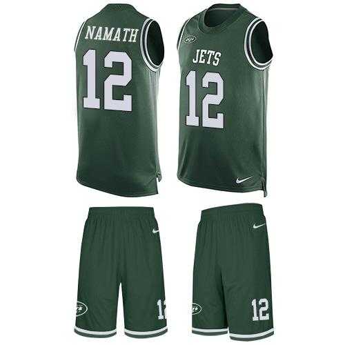 Nike New York Jets #12 Joe Namath Green Team Color Men's Stitched NFL Limited Tank Top Suit Jersey