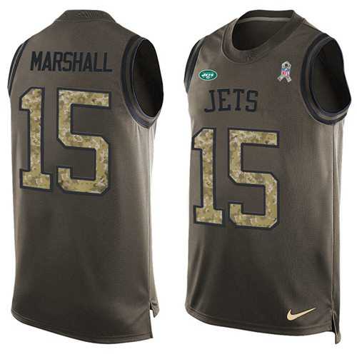 Nike New York Jets #15 Brandon Marshall Green Men's Stitched NFL Limited Salute To Service Tank Top Jersey