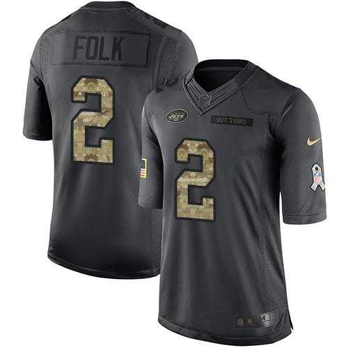 Nike New York Jets #2 Nick Folk Black Men's Stitched NFL Limited 2016 Salute to Service Jersey