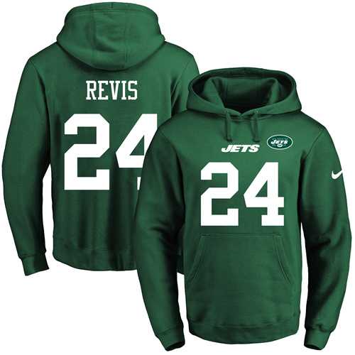 Nike New York Jets #24 Darrelle Revis Green Name & Number Pullover NFL Hoodie