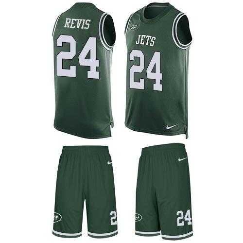 Nike New York Jets #24 Darrelle Revis Green Team Color Men's Stitched NFL Limited Tank Top Suit Jersey