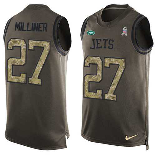 Nike New York Jets #27 Dee Milliner Green Men's Stitched NFL Limited Salute To Service Tank Top Jersey