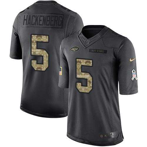 Nike New York Jets #5 Christian Hackenberg Black Men's Stitched NFL Limited 2016 Salute to Service Jersey