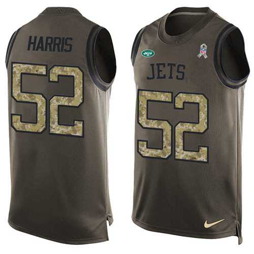 Nike New York Jets #52 David Harris Green Men's Stitched NFL Limited Salute To Service Tank Top Jersey