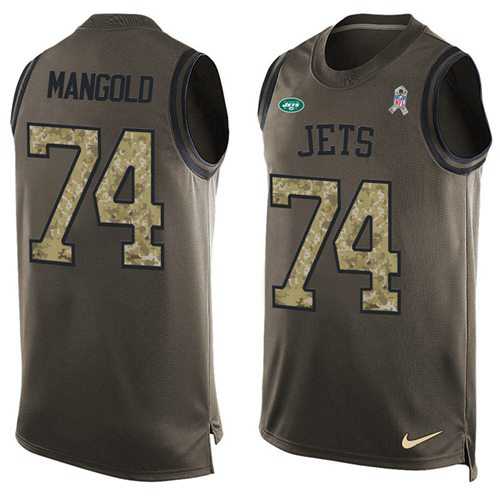 Nike New York Jets #74 Nick Mangold Green Men's Stitched NFL Limited Salute To Service Tank Top Jersey