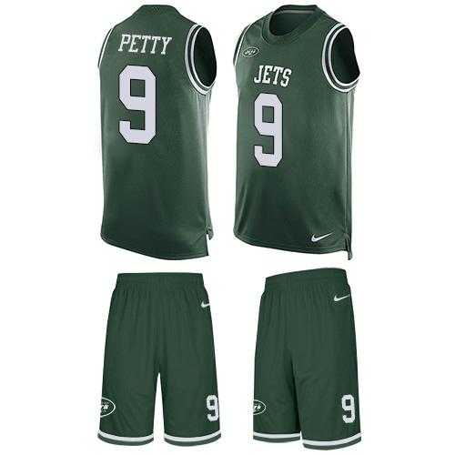 Nike New York Jets #9 Bryce Petty Green Team Color Men's Stitched NFL Limited Tank Top Suit Jersey