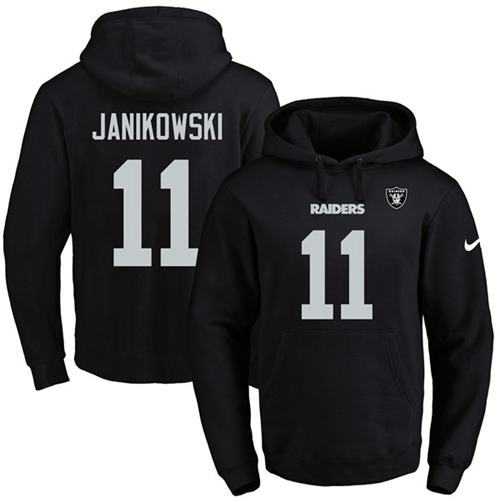 Nike Oakland Raiders #11 Sebastian Janikowski Black Name & Number Pullover NFL Hoodie