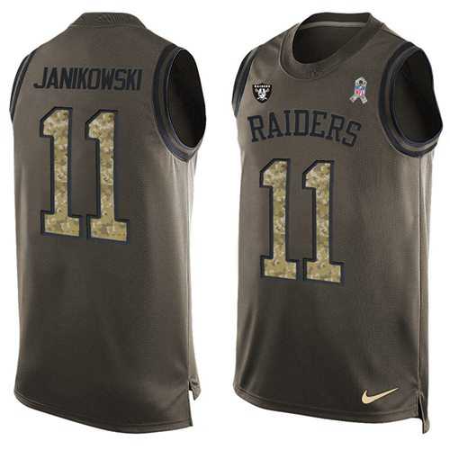 Nike Oakland Raiders #11 Sebastian Janikowski Green Men's Stitched NFL Limited Salute To Service Tank Top Jersey