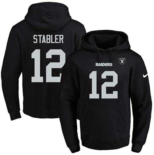 Nike Oakland Raiders #12 Kenny Stabler Black Name & Number Pullover NFL Hoodie