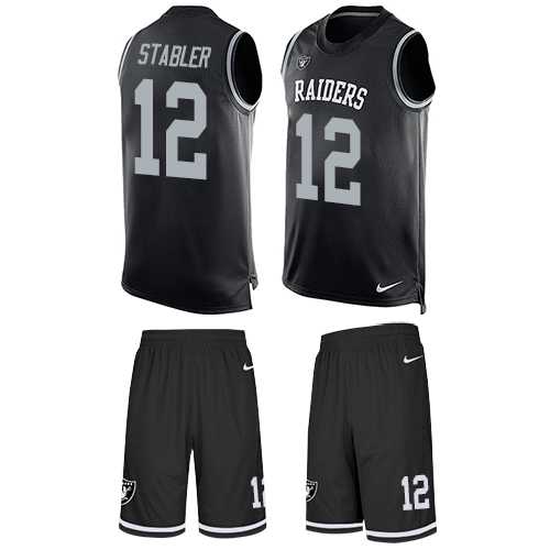 Nike Oakland Raiders #12 Kenny Stabler Black Team Color Men's Stitched NFL Limited Tank Top Suit Jersey