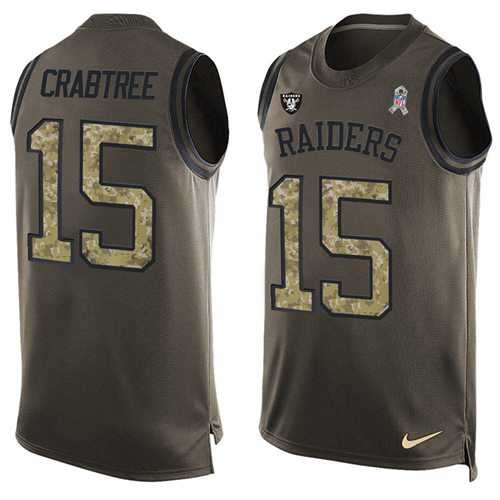 Nike Oakland Raiders #15 Michael Crabtree Green Men's Stitched NFL Limited Salute To Service Tank Top Jersey