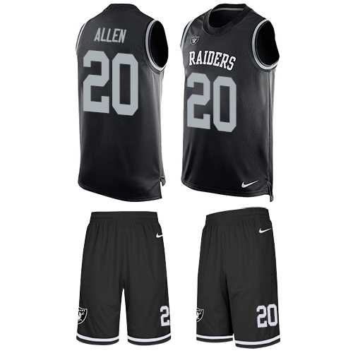 Nike Oakland Raiders #20 Nate Allen Black Team Color Men's Stitched NFL Limited Tank Top Suit Jersey